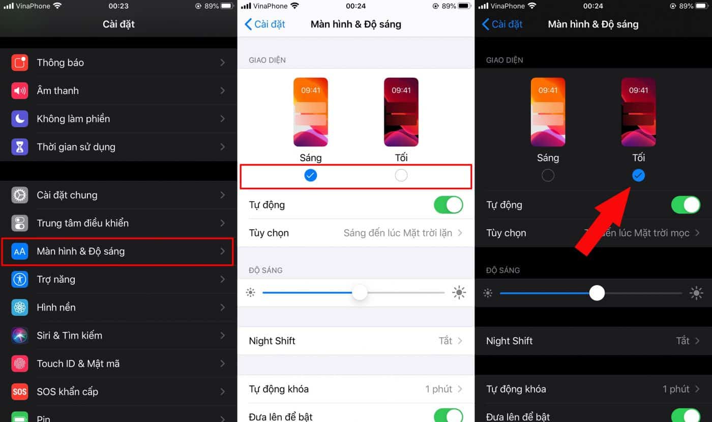 Bật chế độ Dark Mode