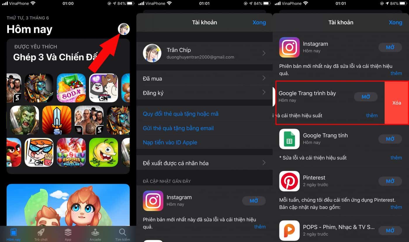xóa các bản cập nhật không cần thiết