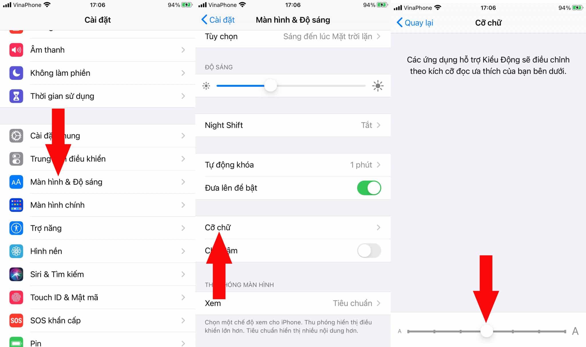 thay đổi kích thước chữ