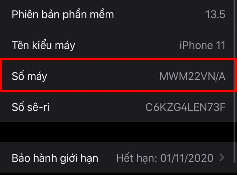 tìm số máy