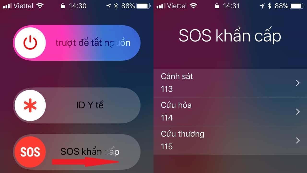 thực hiện cuộc gọi khẩn cấp