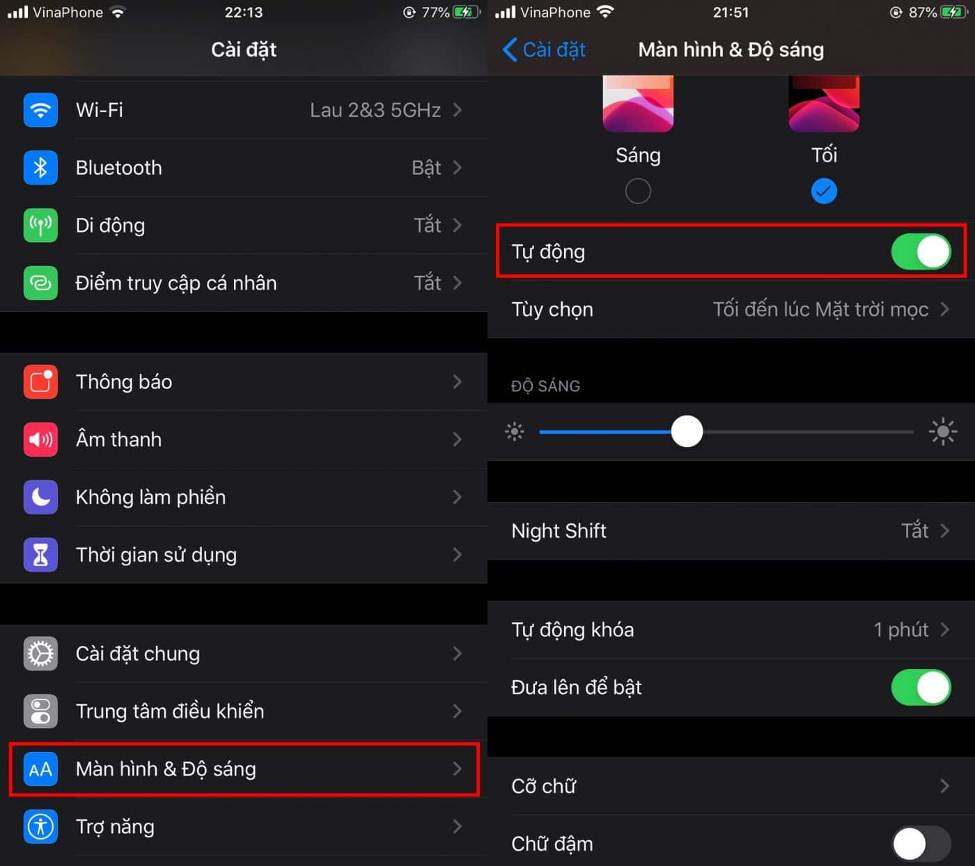độ sáng tự động