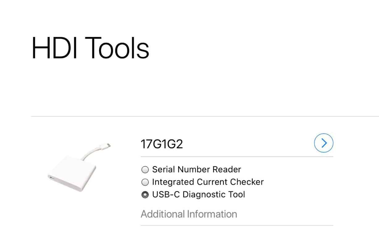 Bộ chẩn đoán USB-C mới của Apple