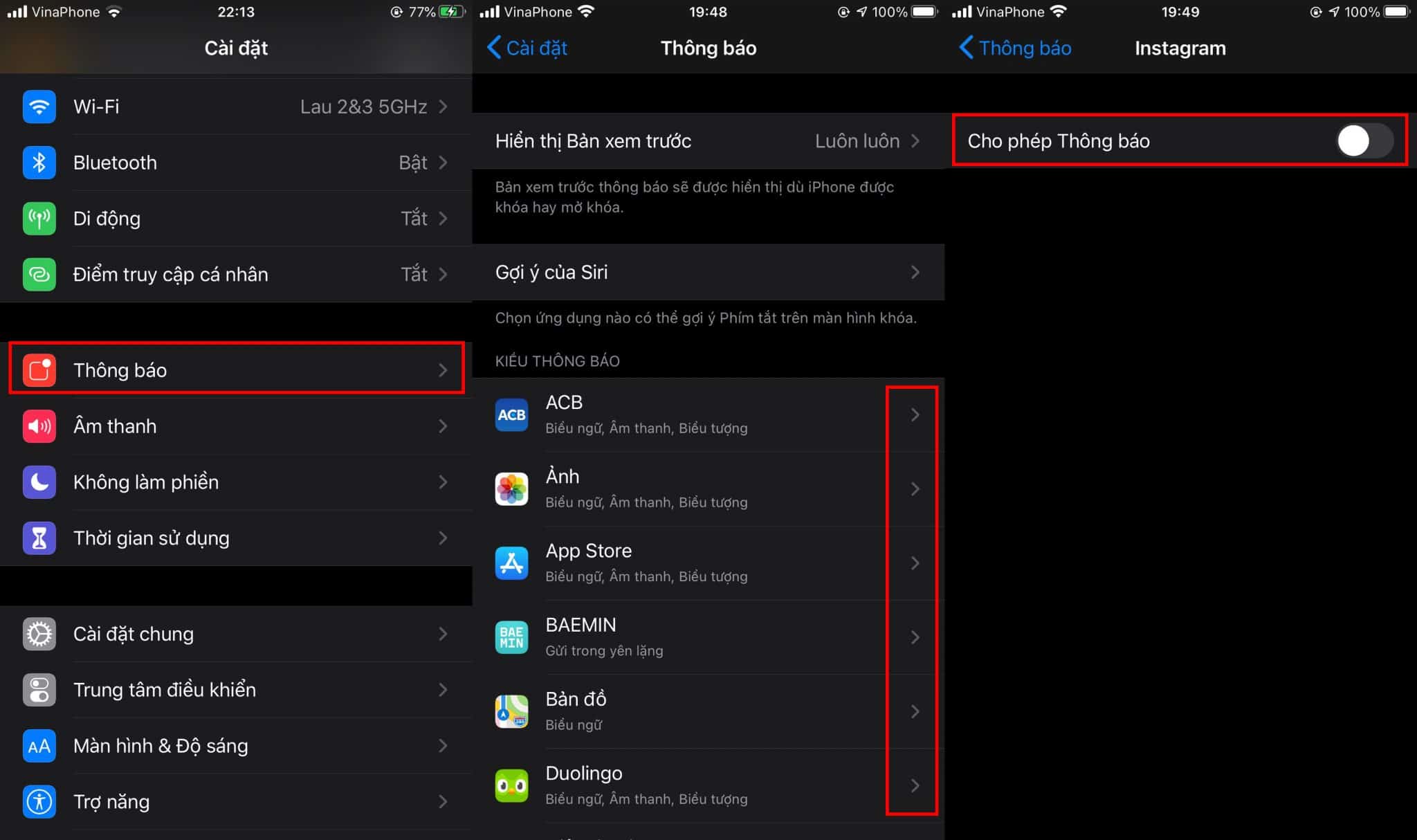 Tắt thông báo ứng dụng