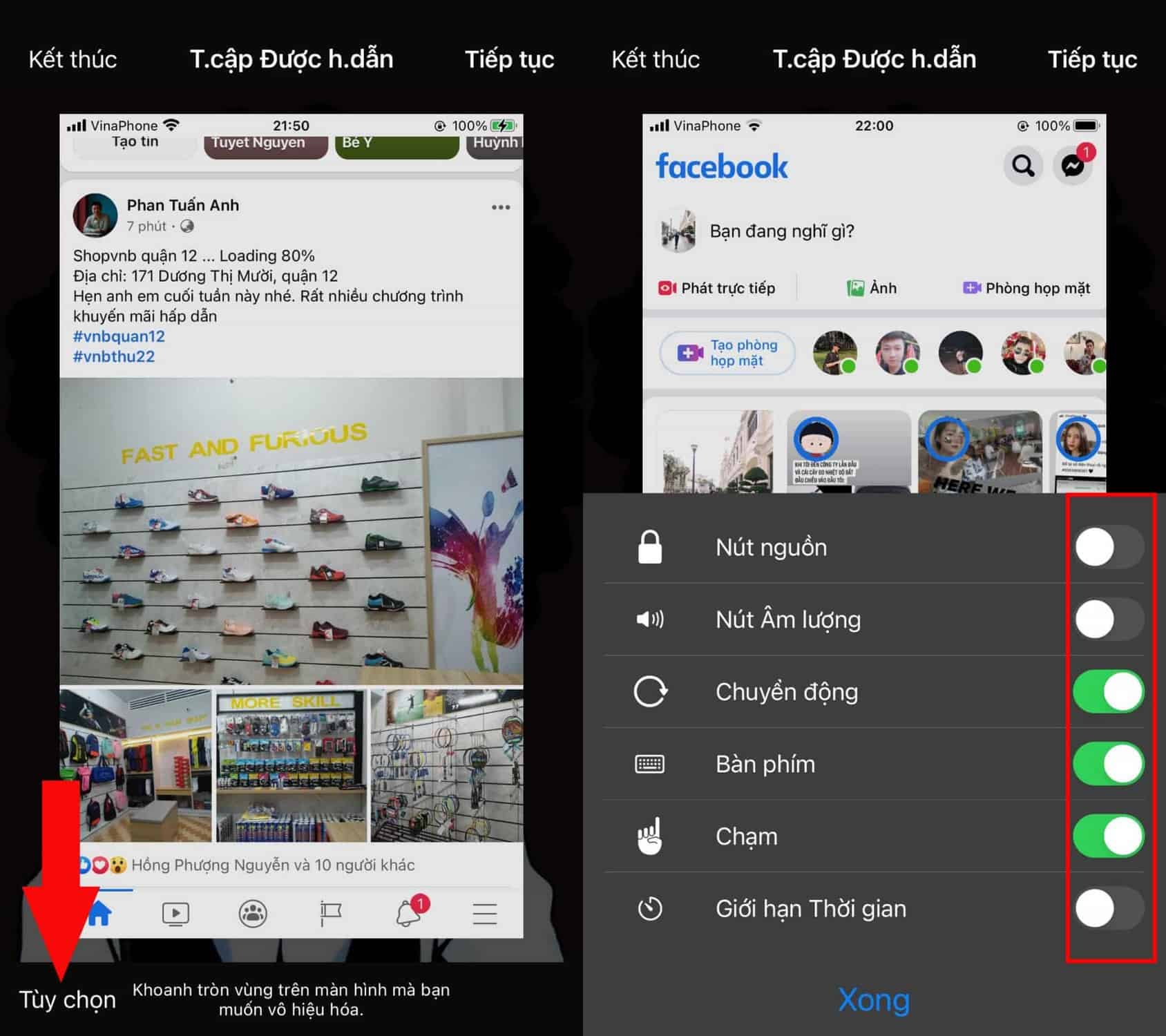 cài đặt tùy chọn khóa