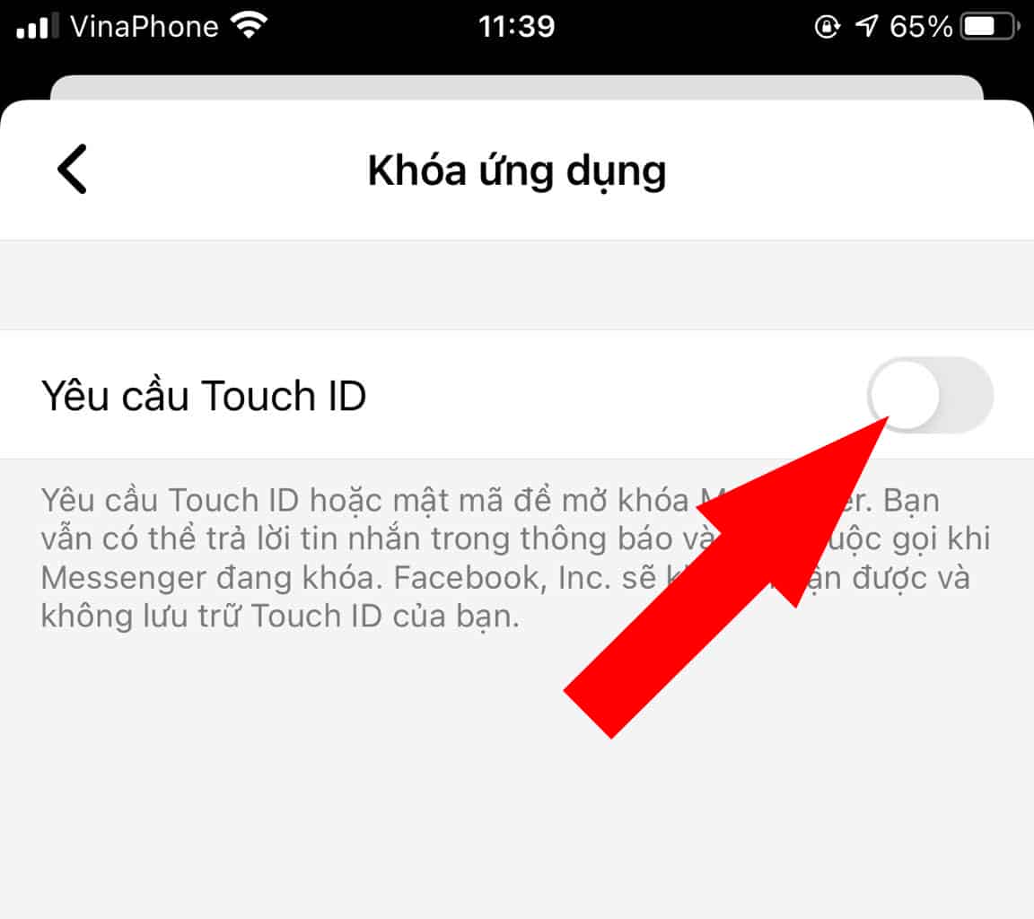 Yêu cầu Touch ID