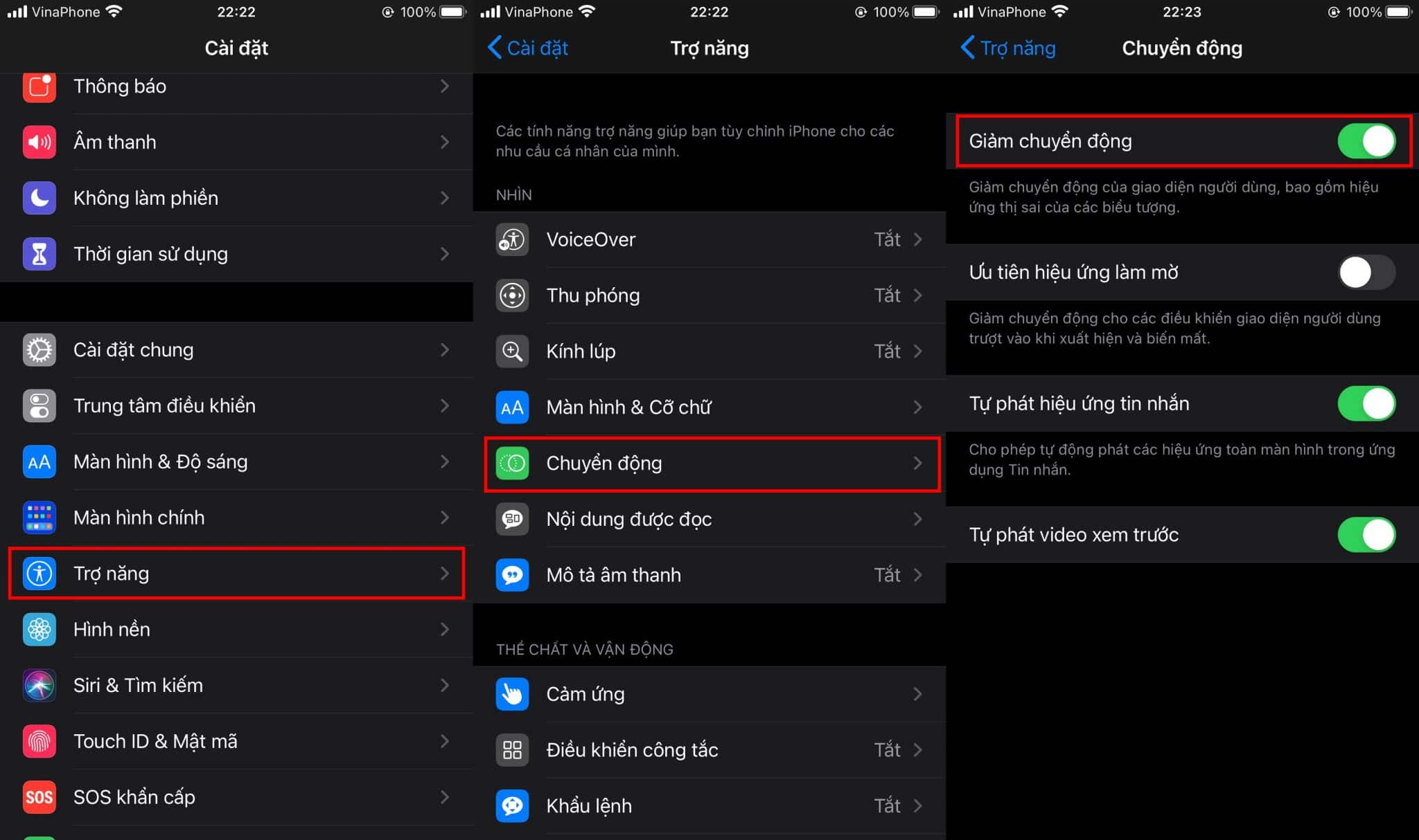 Giảm chuyển động máy