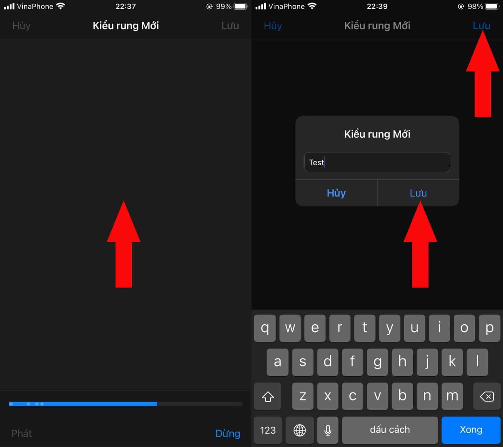chạm lên màn hình