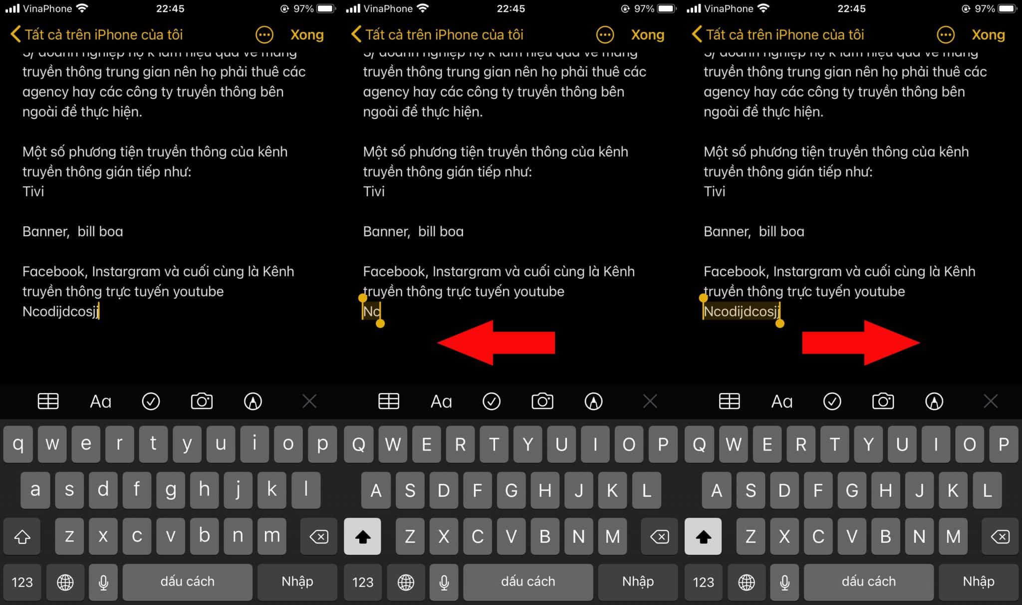 Thao tác với ghi chú