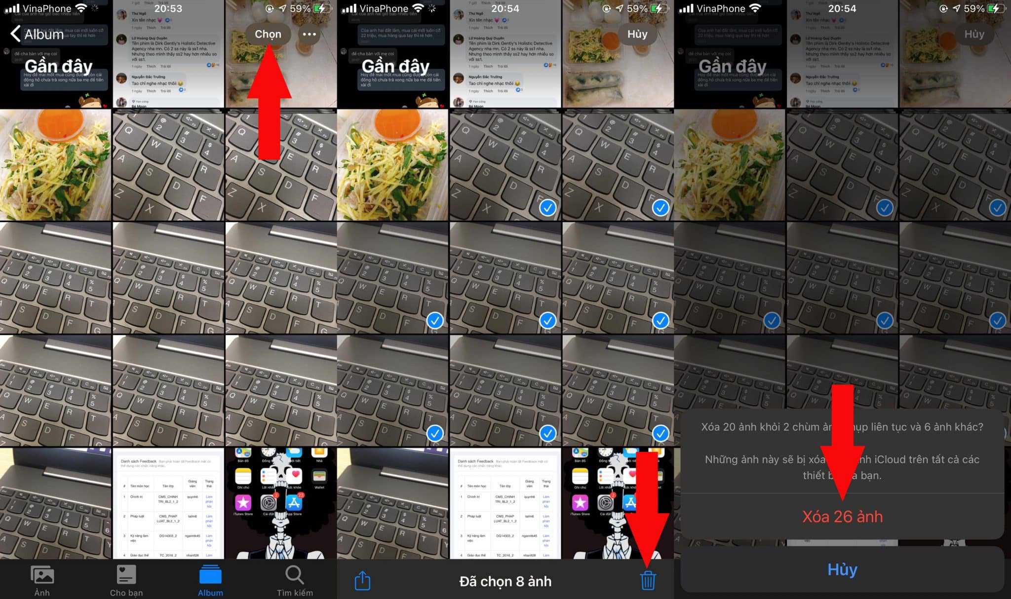 Xóa ảnh bằng tay