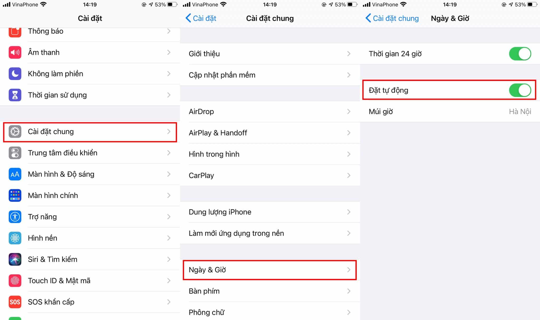 đặt lại múi giờ