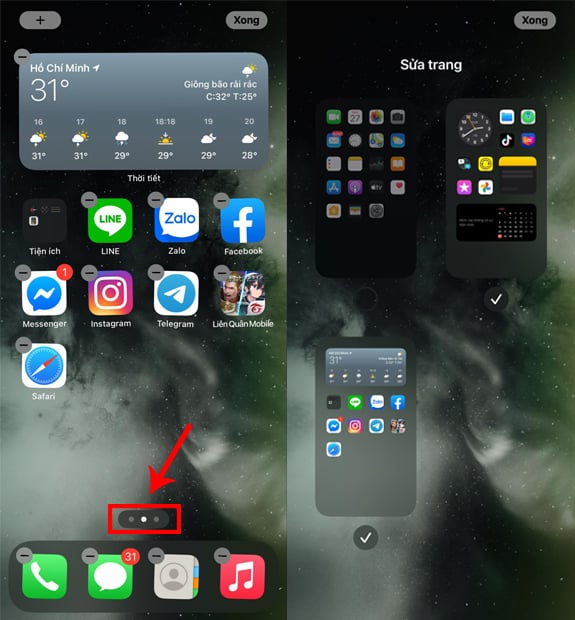 Cách ẩn các trang trên màn hình chính