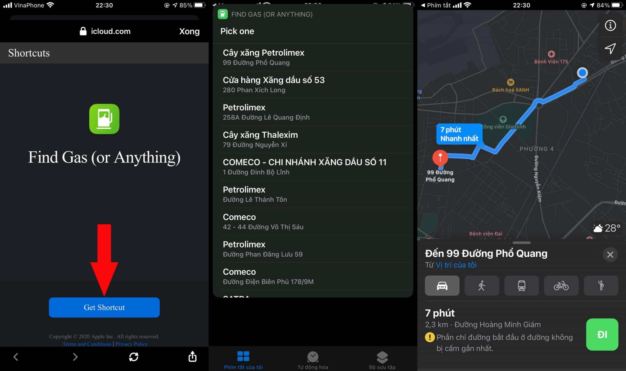 Tìm trạm xăng gần nhất