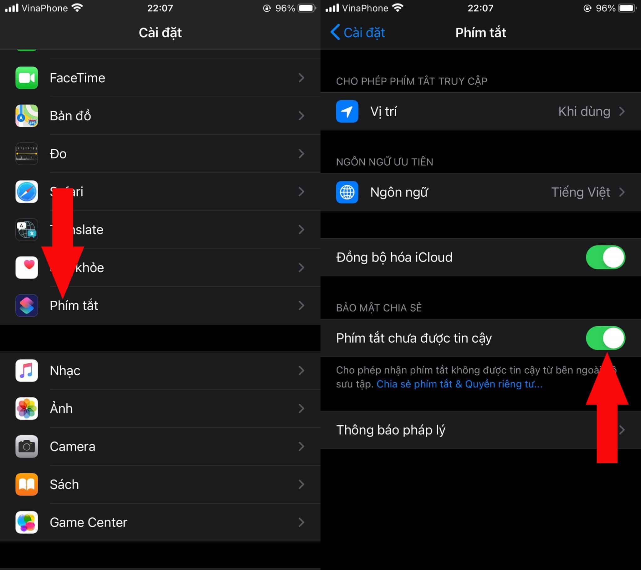 Phím tắt không được tin cậy