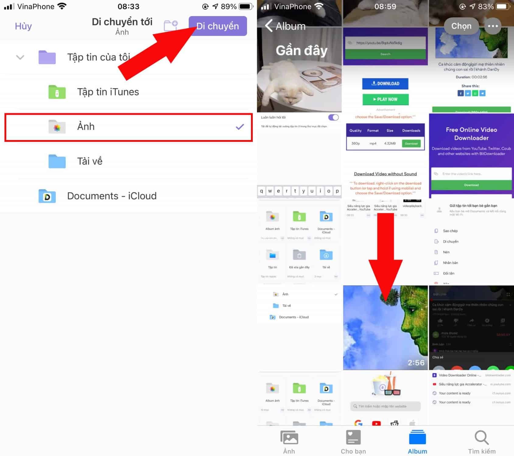 chuyển qua cuộn camera