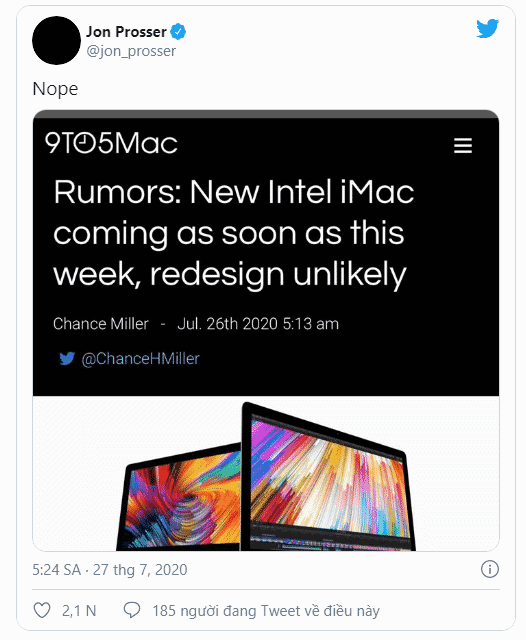 Nguồn tin mới nhất cho biết iMac mới sẽ ra mắt muộn hơn dự kiến