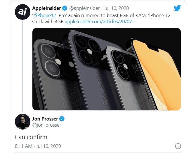 Tin đồn: iPhone 12 Pro sẽ được sở hữu RAM 6 GB, nhưng iPhone 12 vẫn chỉ có 4 GB như tiền nhiệm