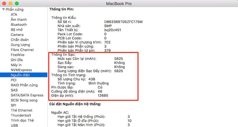 Kiểm tra số lần sạc của máy