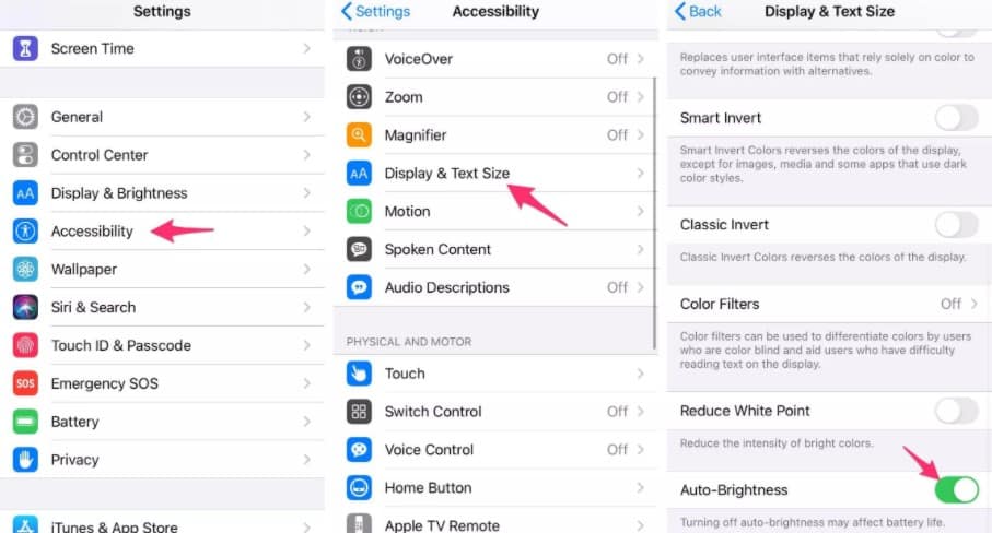Tắt chế độ sáng tự động