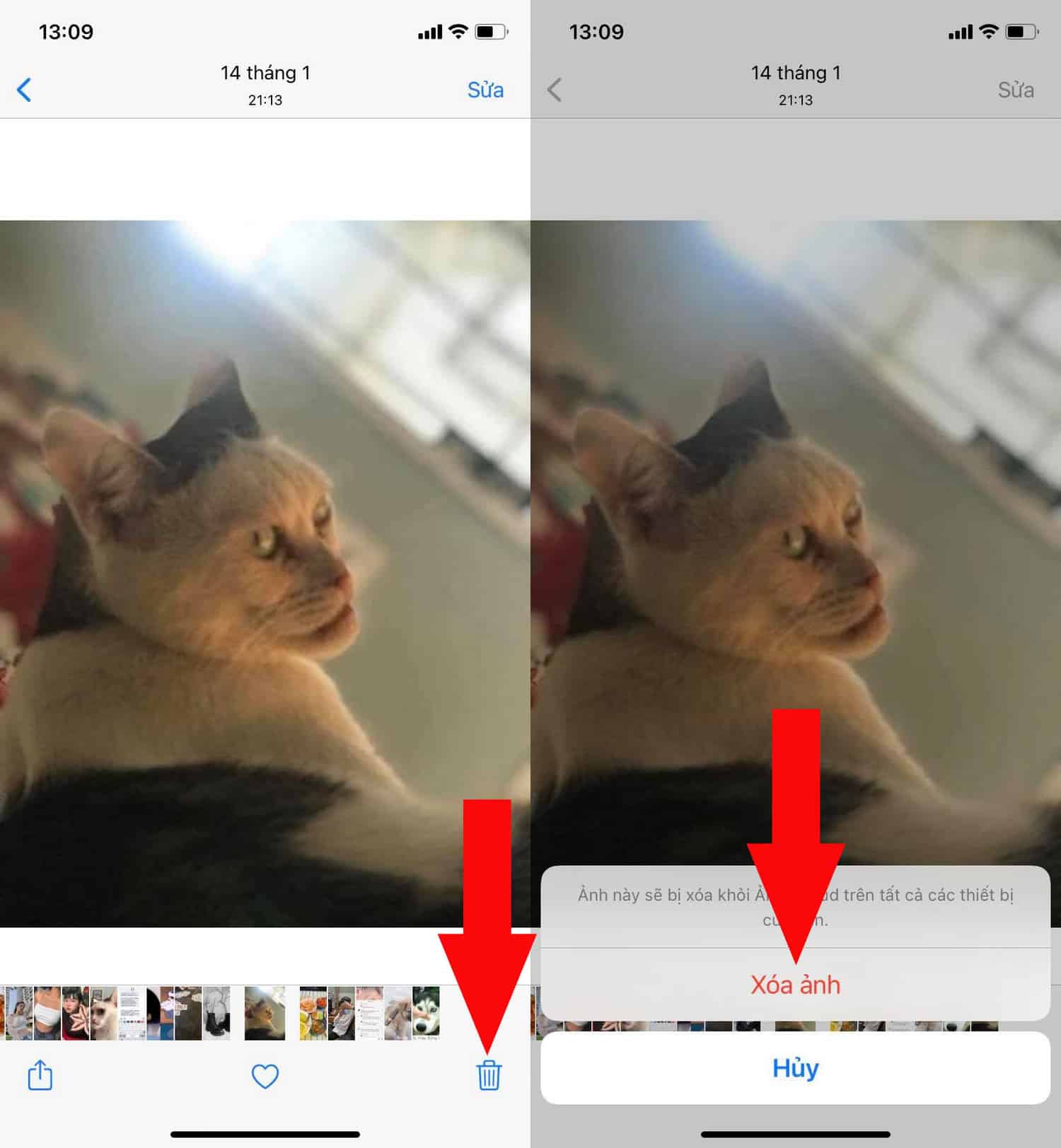 Xoá ảnh trên iPhone
