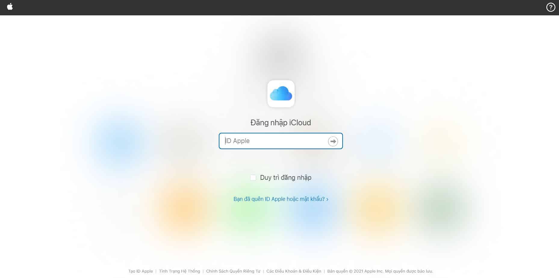 đăng nhập tài khoản iCloud