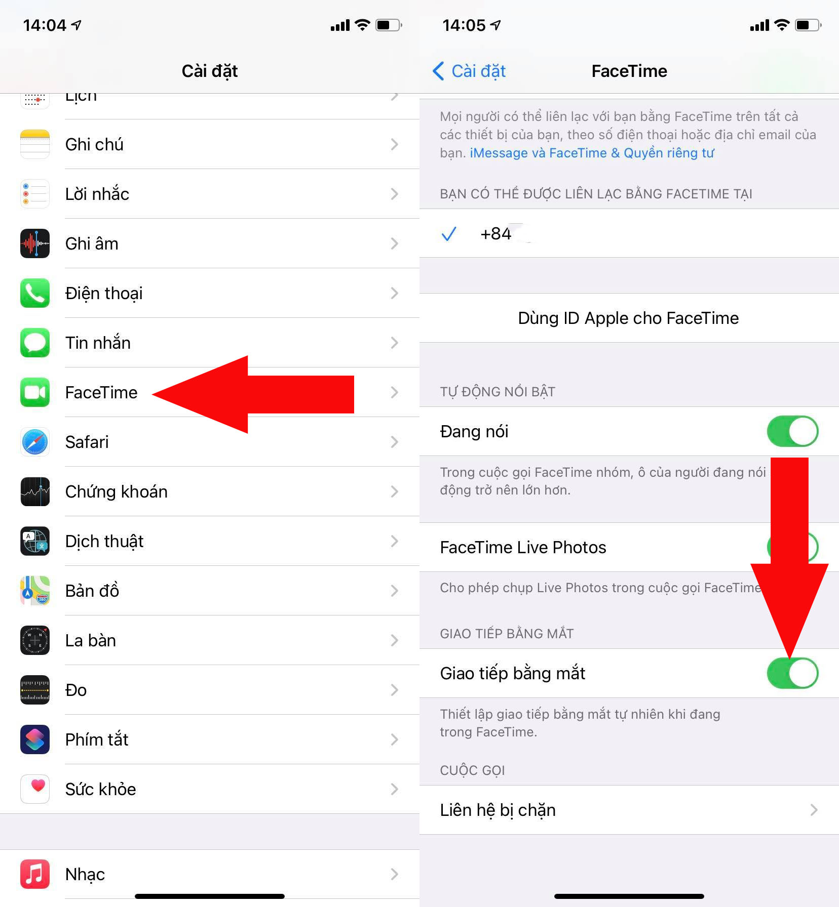 Tính năng FaceTime Eye Contact