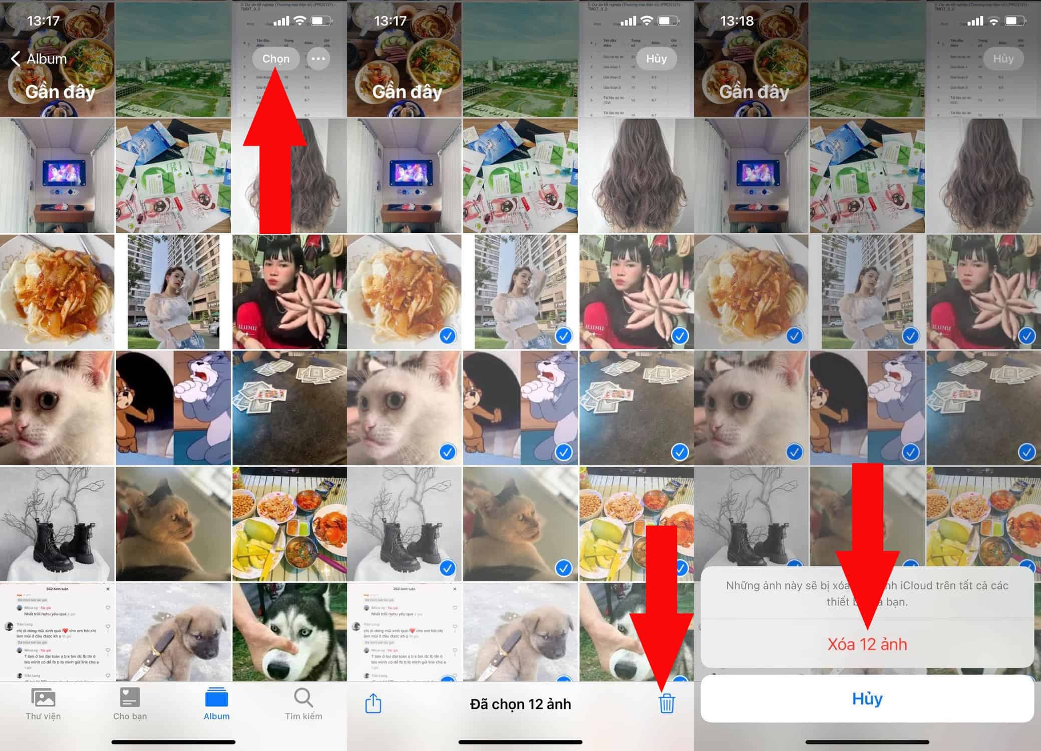 xóa hàng loạt ảnh