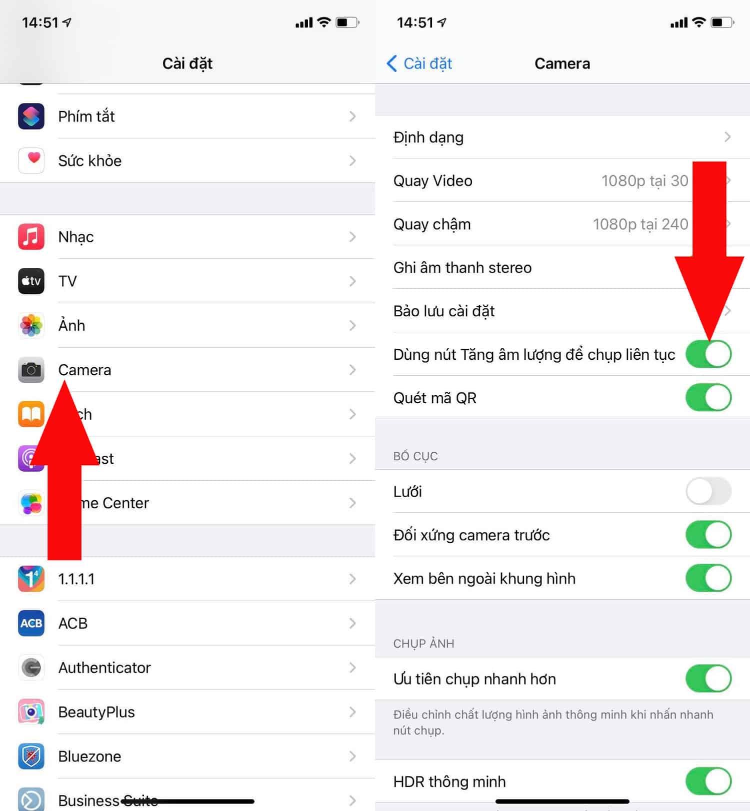 Chụp ảnh liên tục bằng nút âm lượng