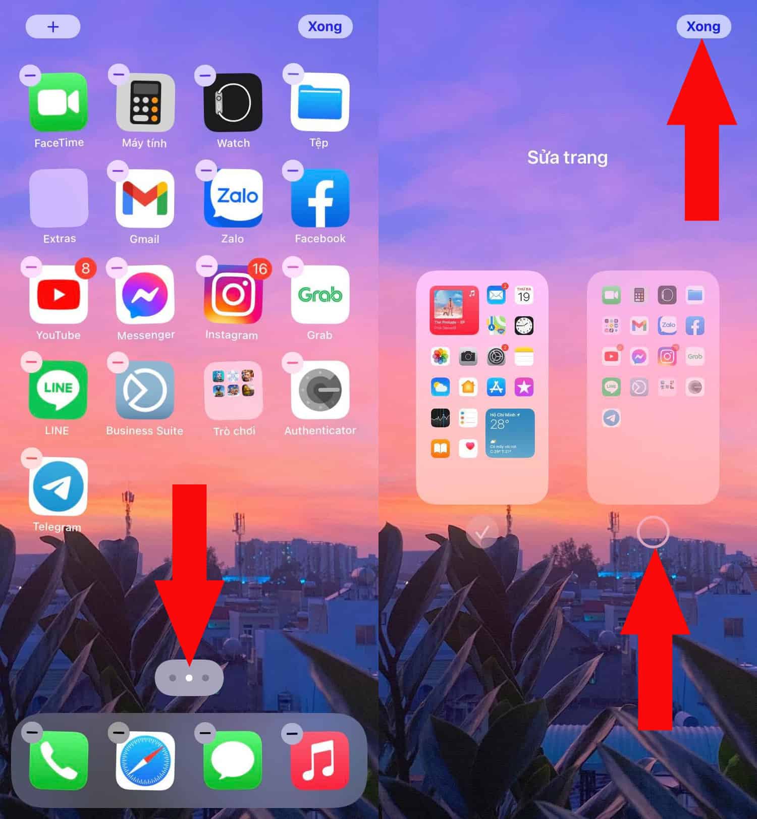 Ẩn bớt trang màn hình chính