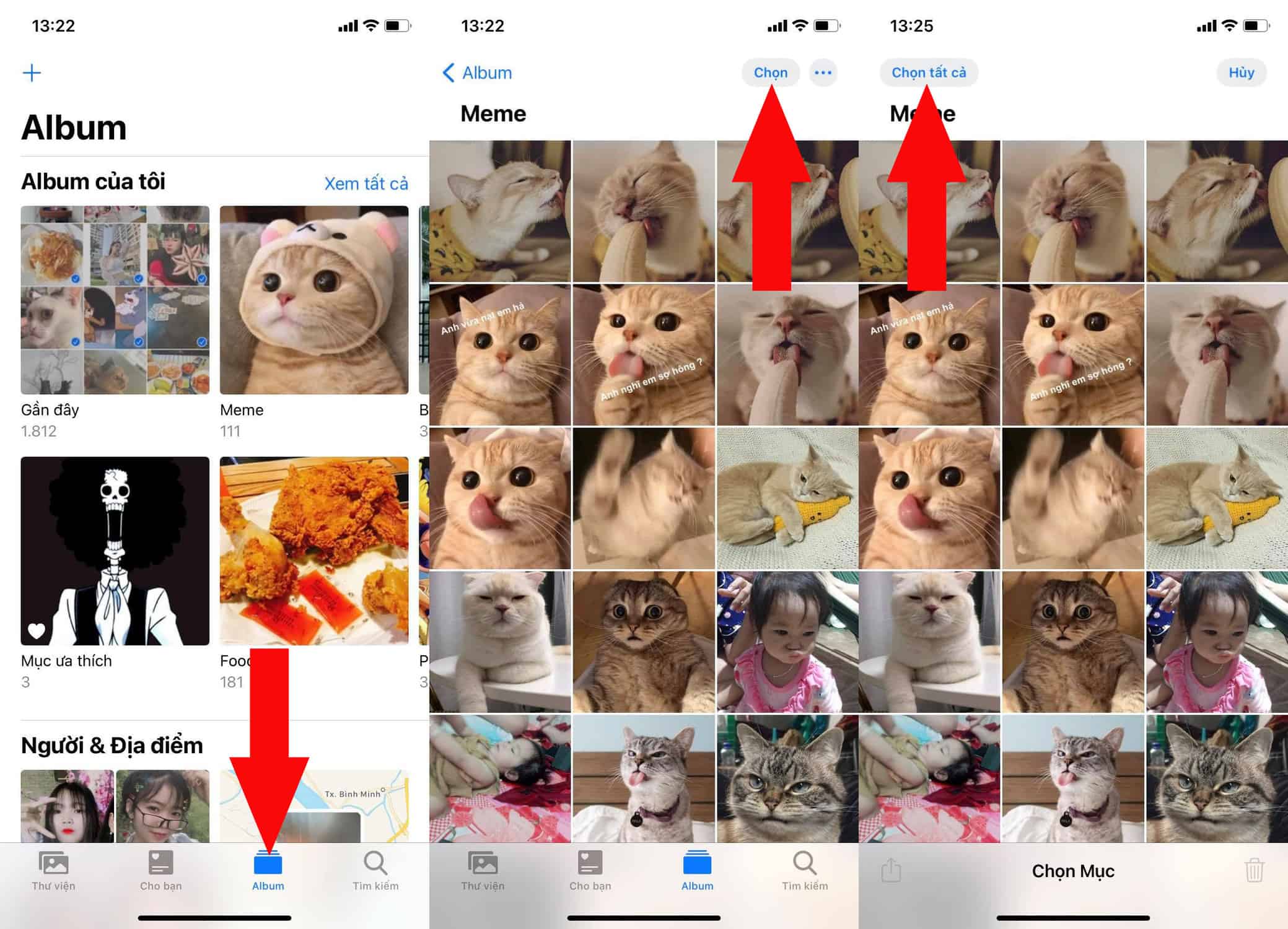 xóa nhiều ảnh trong album
