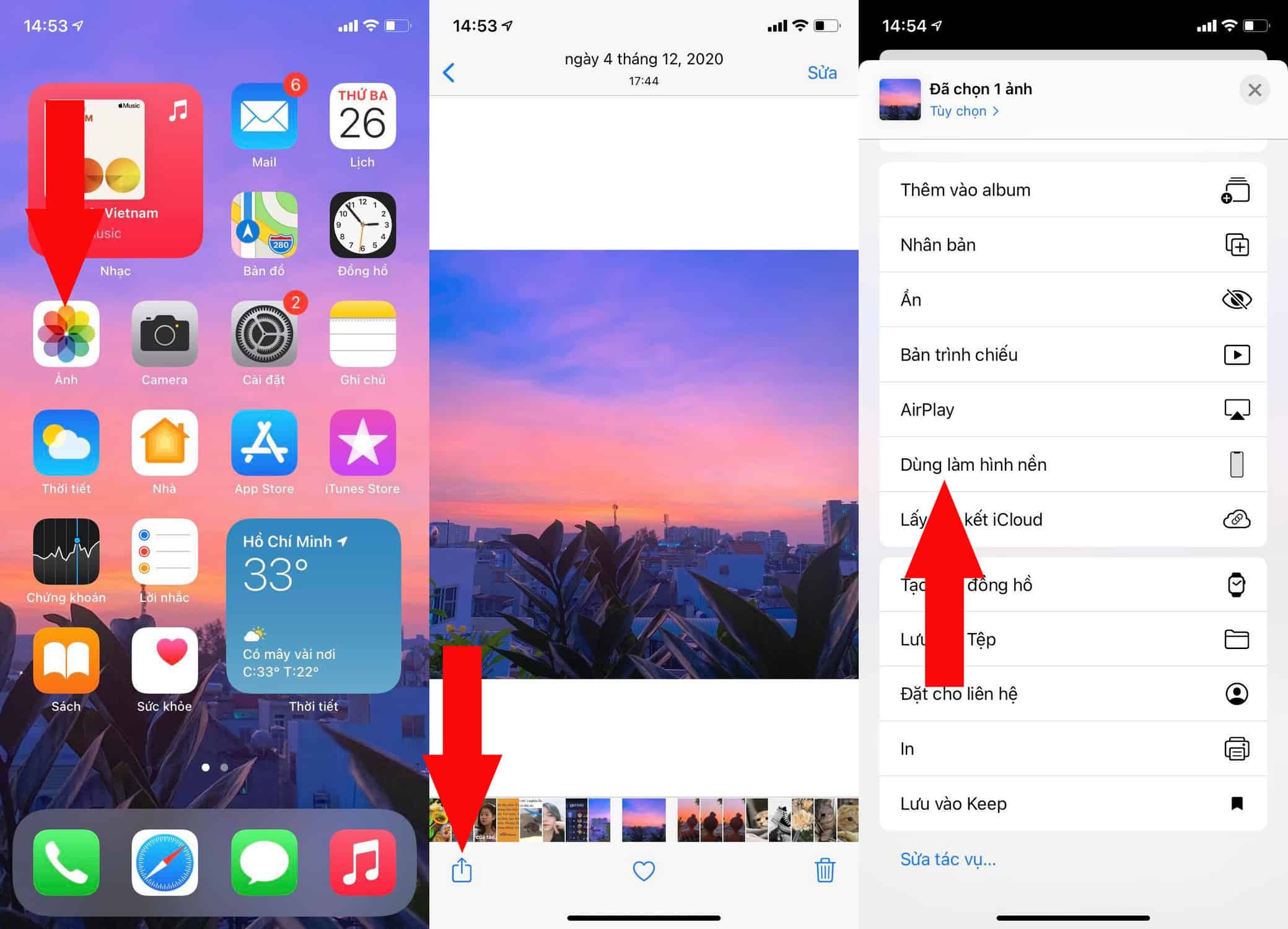 Thay đổi hình nền bằng ứng dụng Photos