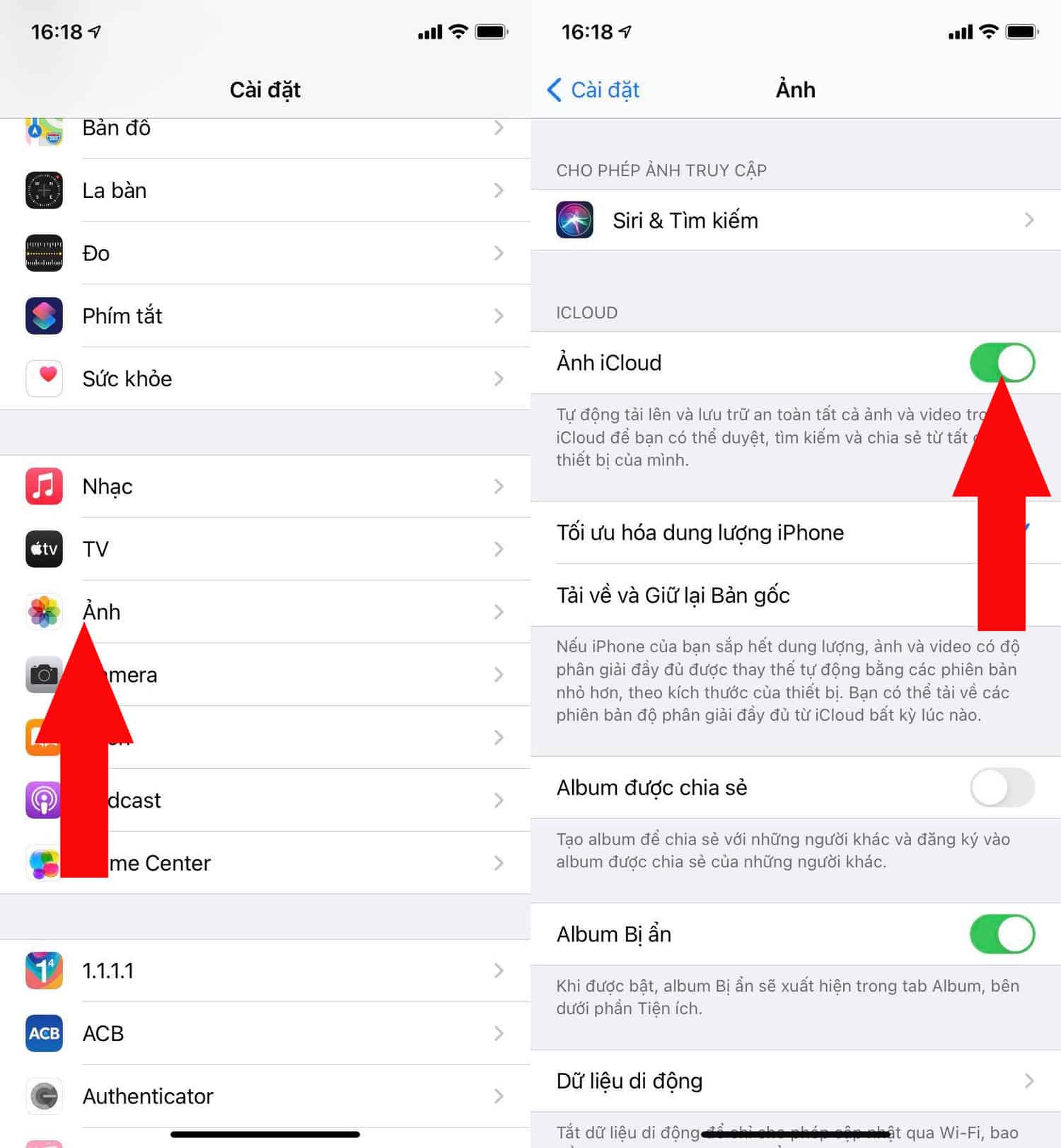 Bật iCloud trên iPhone