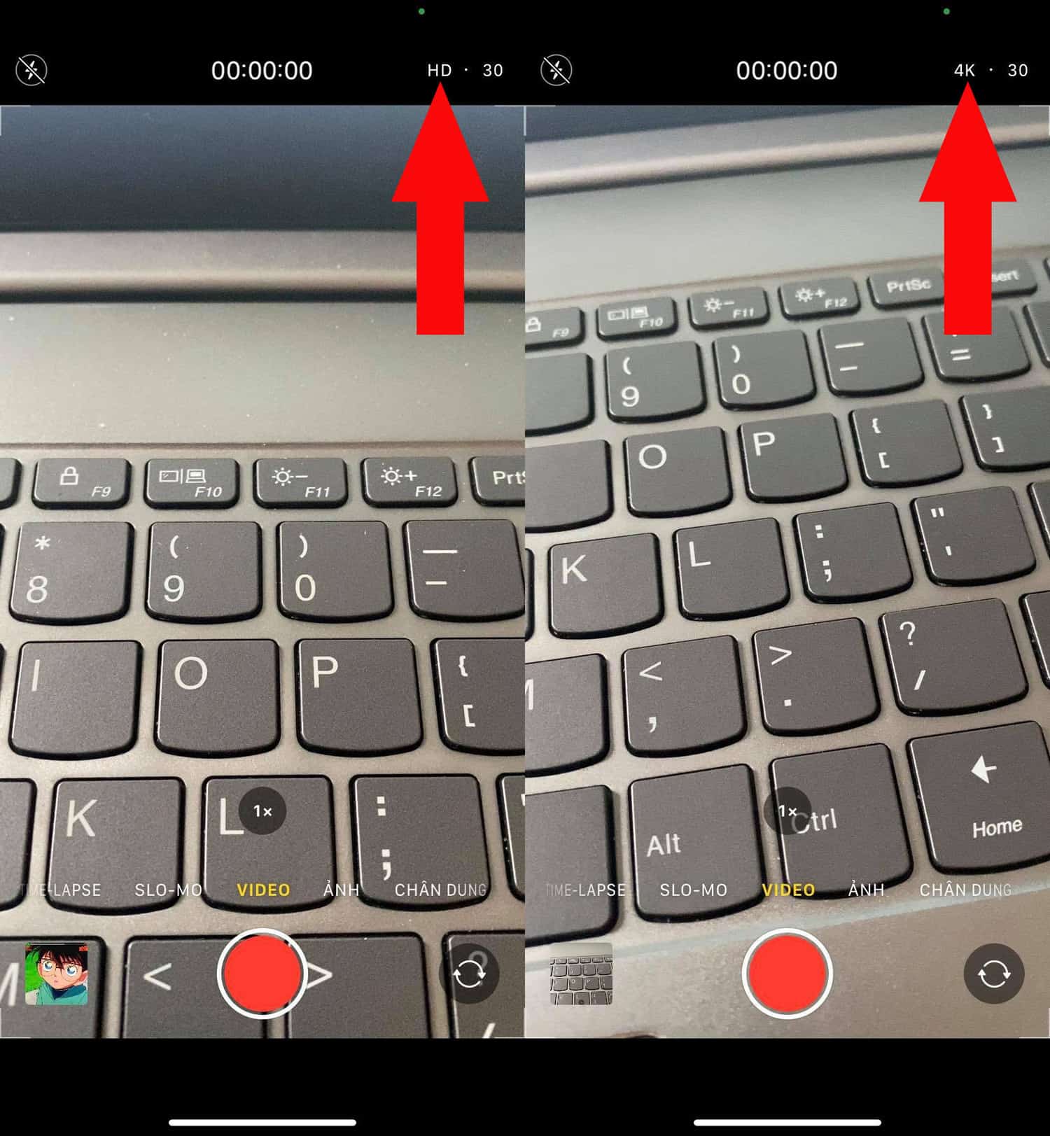 chất lượng quay video