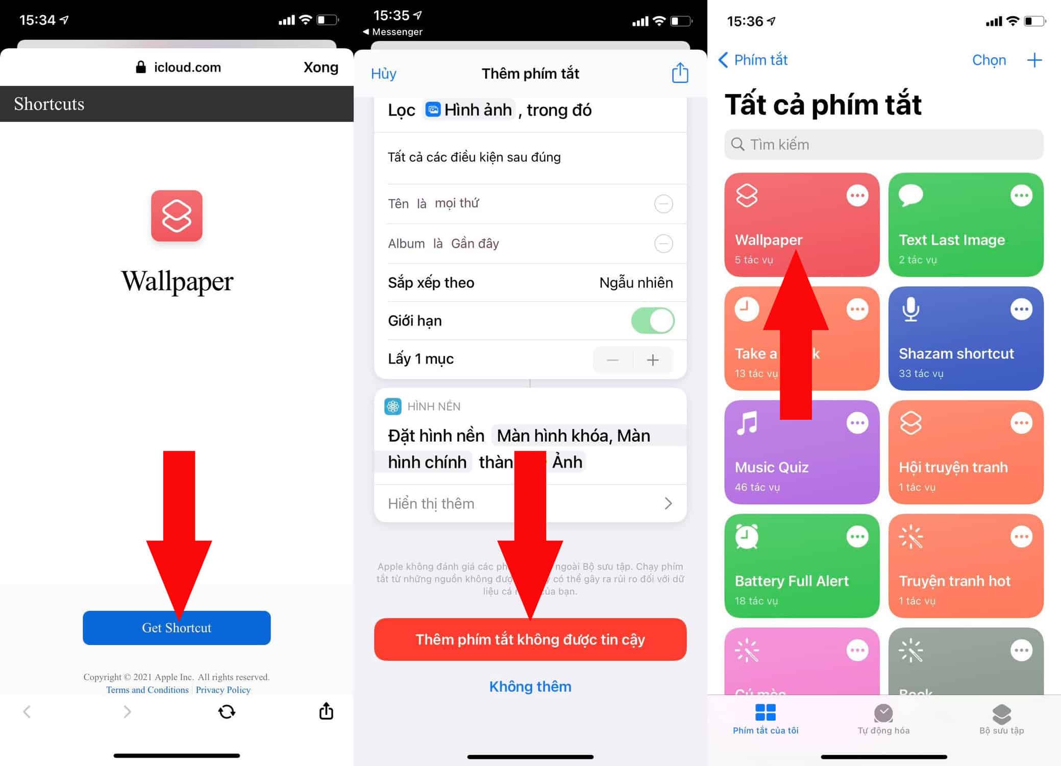 Thêm phím tắt không được tin cậy