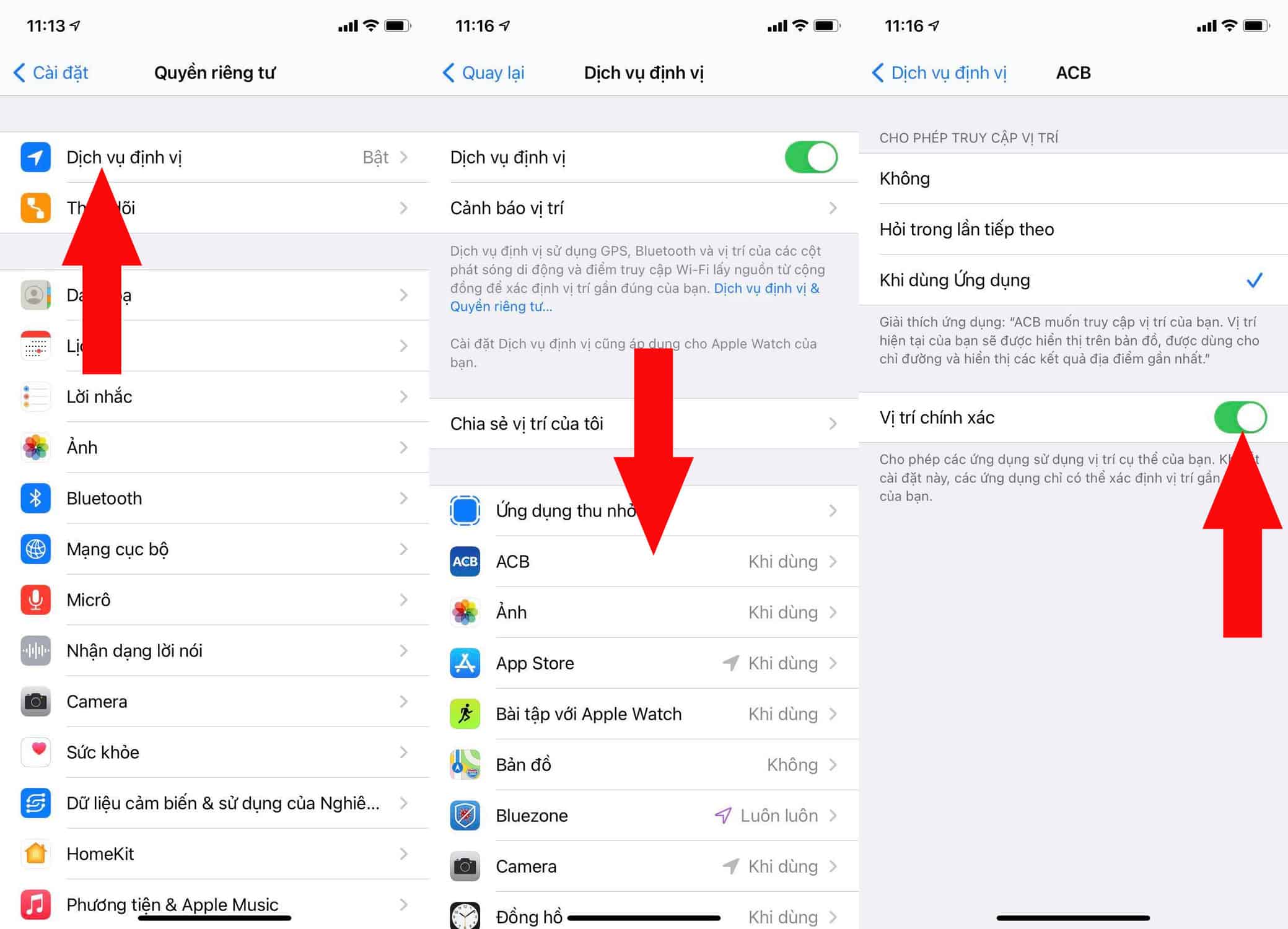 Bật hoặc tắt vị trí chính xác