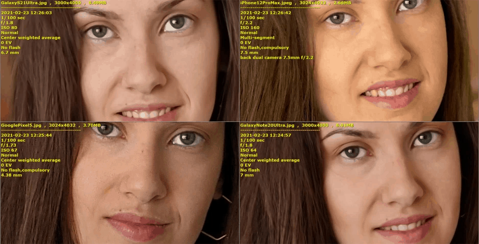 ảnh crop trên 4 mẫu điện thoại