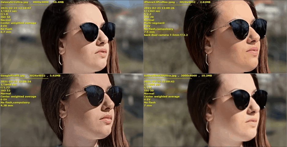 ảnh crop trên 4 mẫu điện thoại