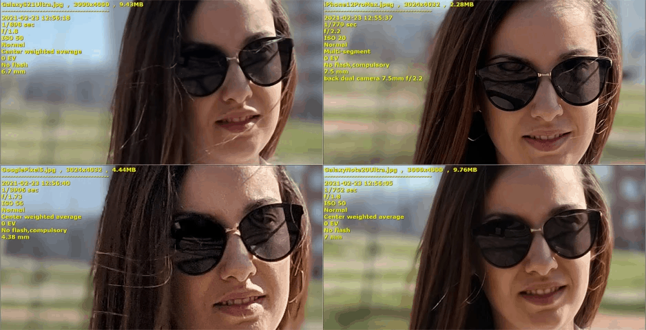 ảnh crop trên 4 mẫu điện thoại