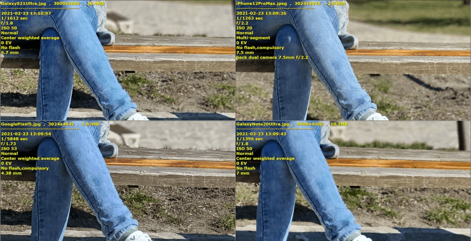 ảnh crop trên 4 mẫu điện thoại