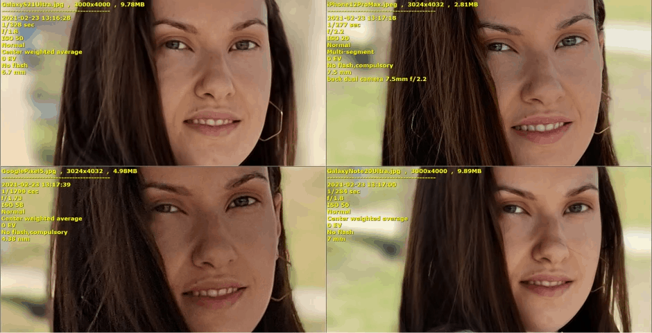 ảnh crop trên 4 mẫu điện thoại