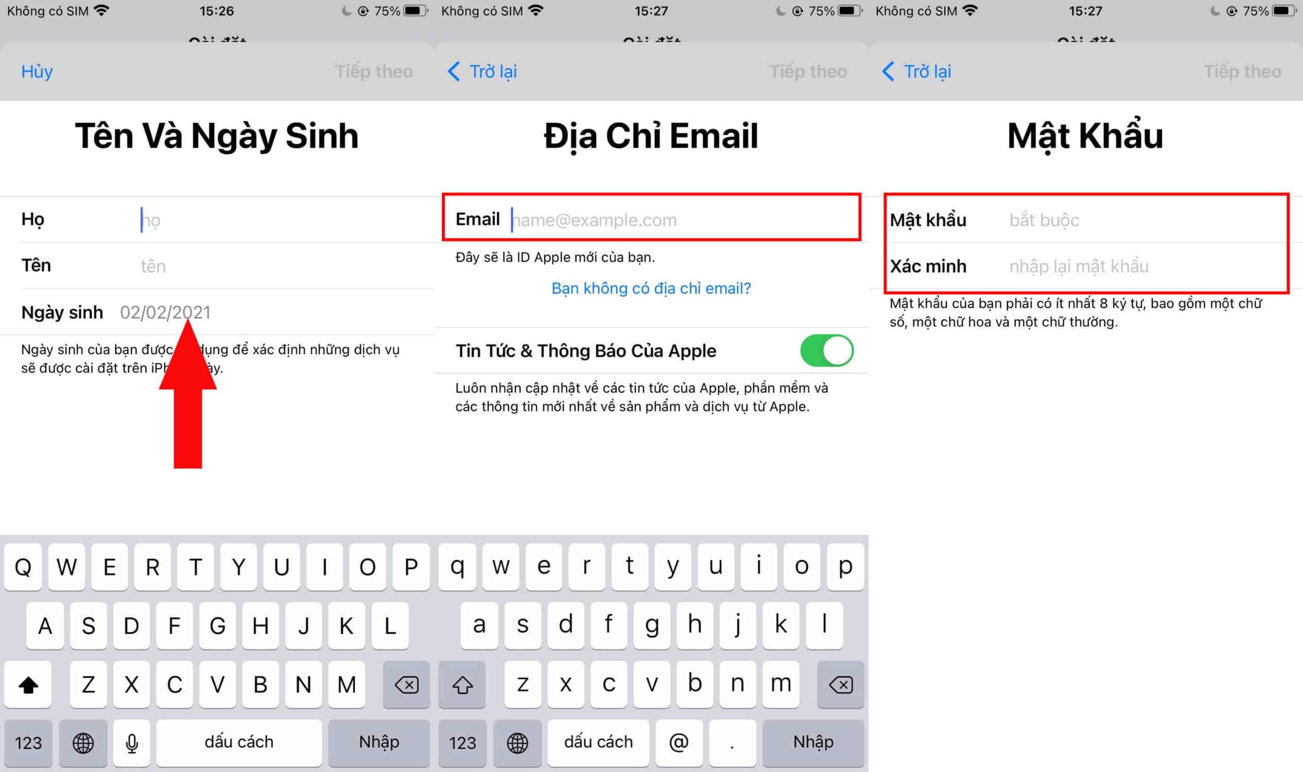 nhập Email