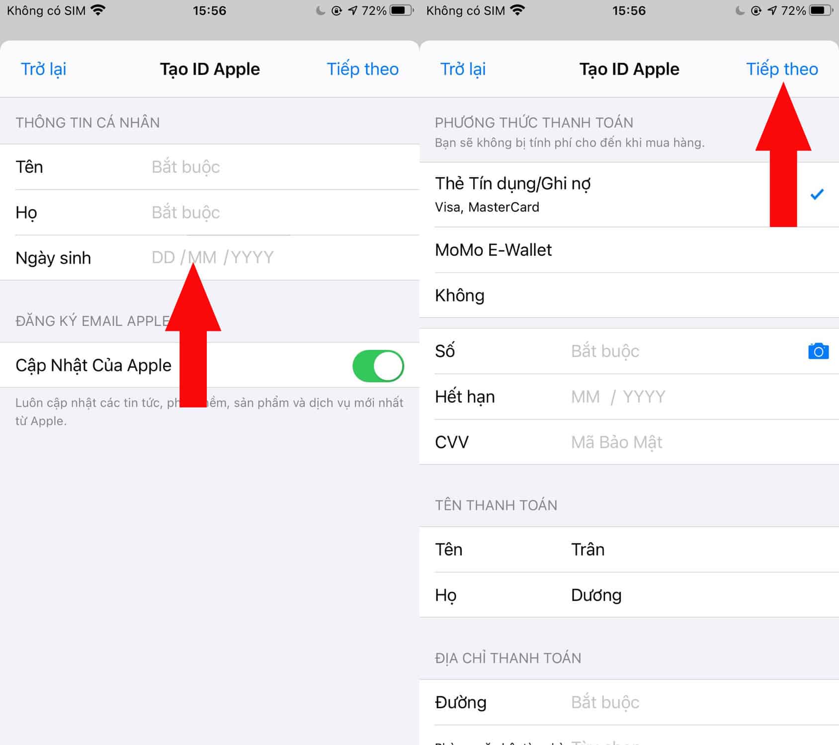 Nhập họ tên ngày sinh
