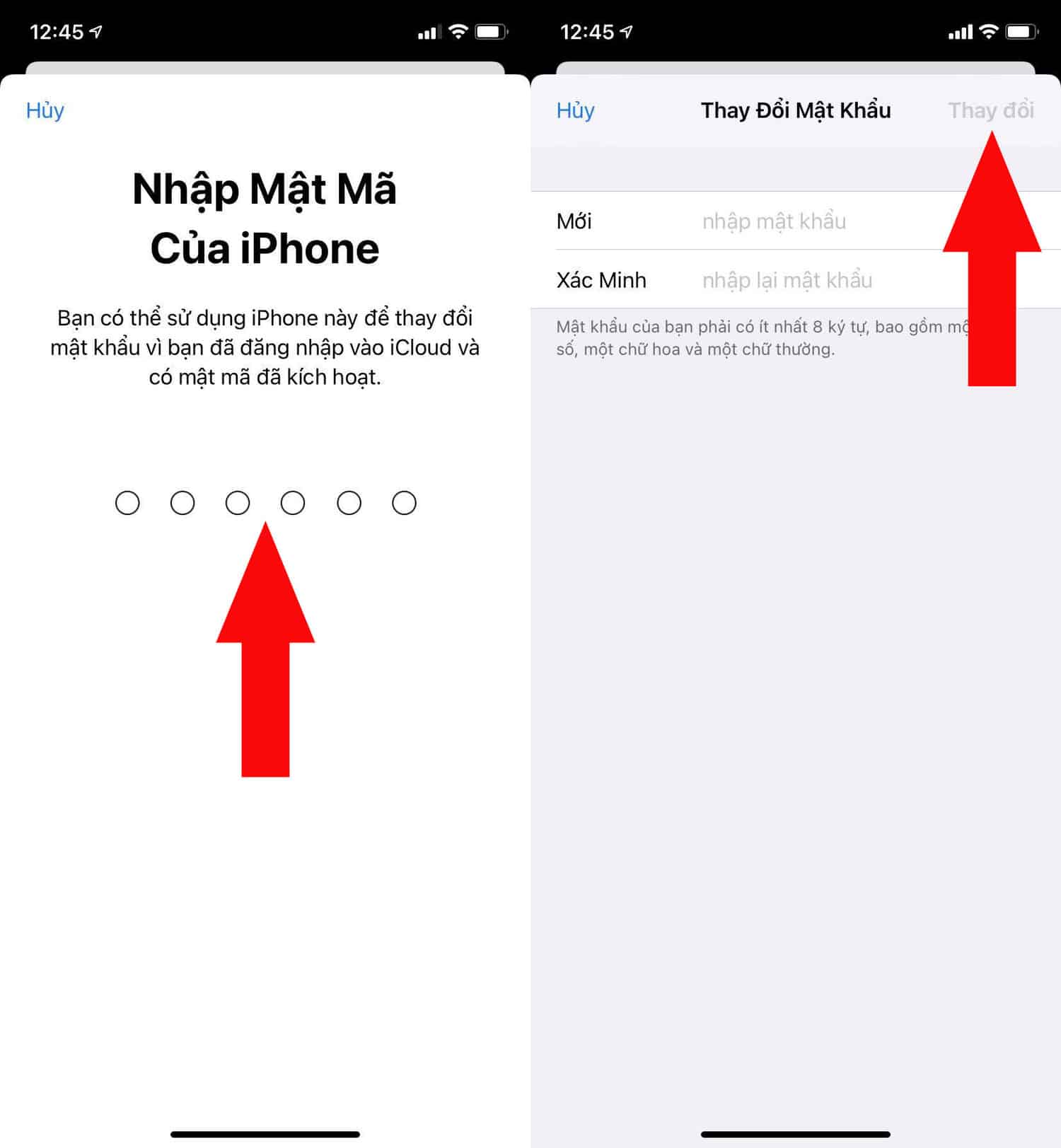 nhập mật khẩu mới
