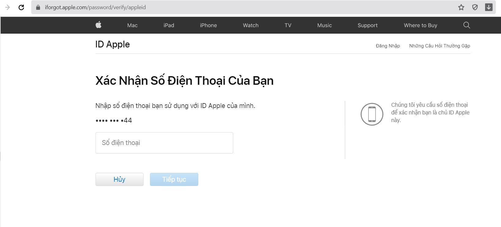 Nhập số điện thoại