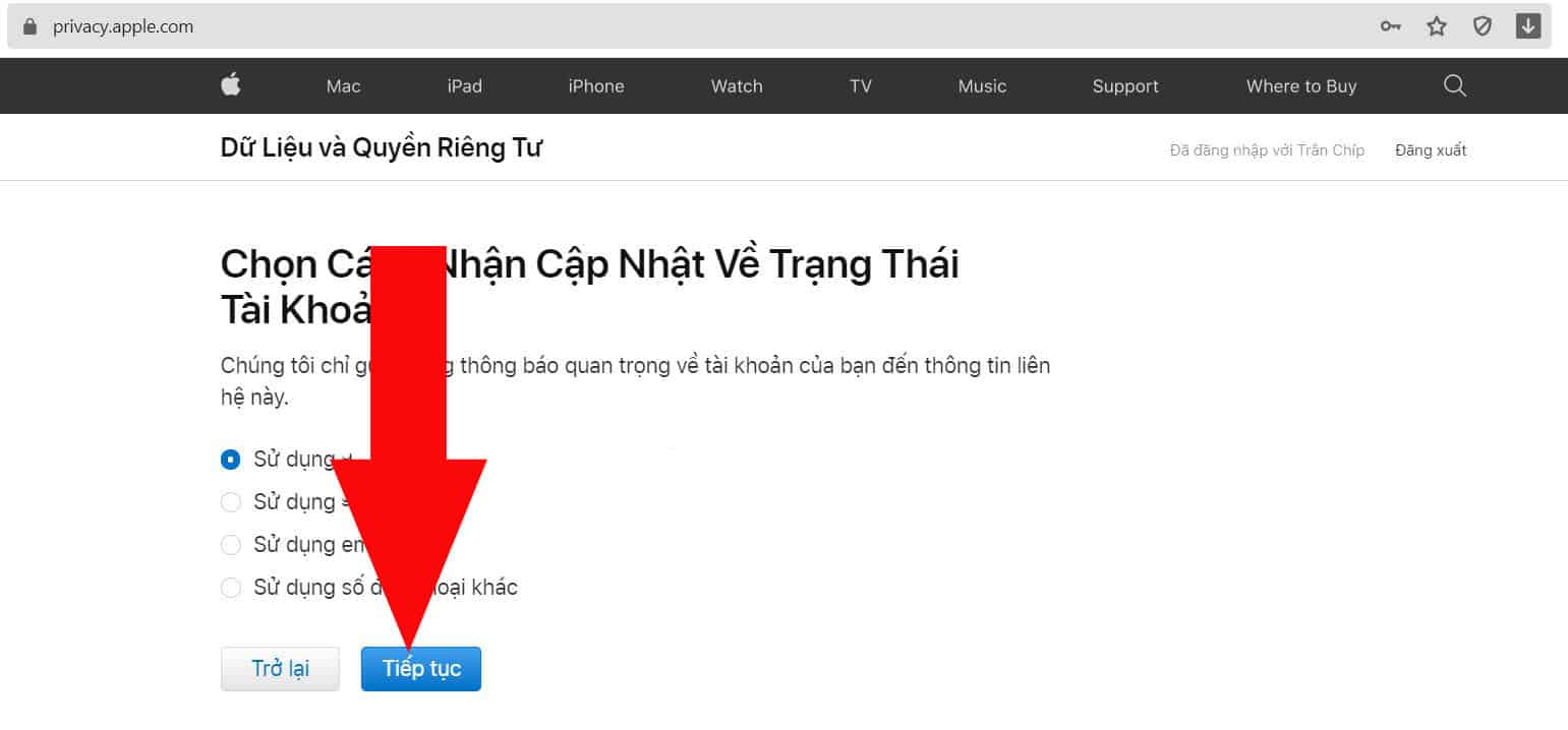 nhận cập nhật