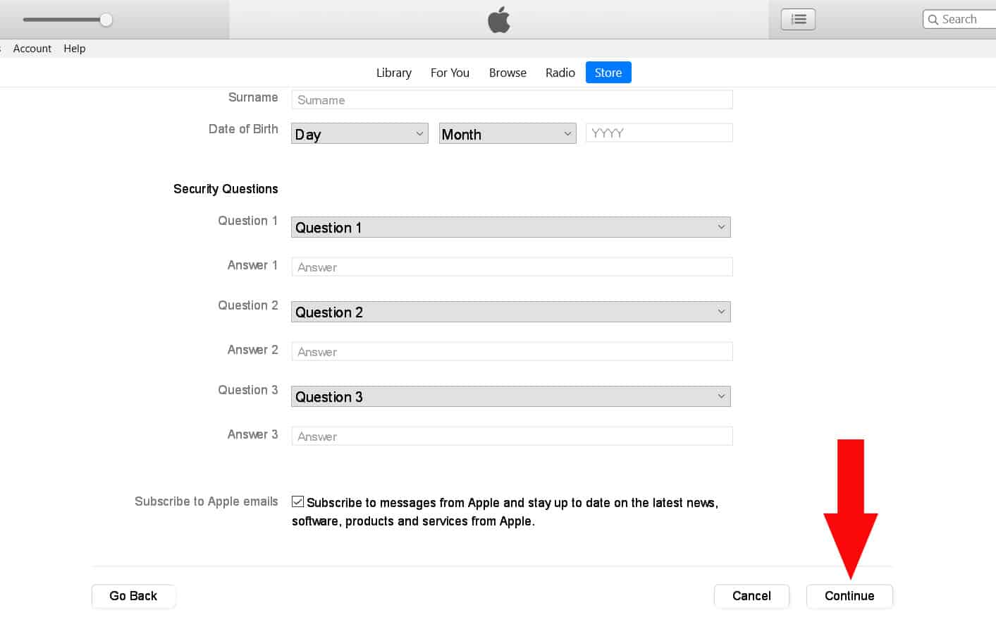 câu trả lời bảo mật