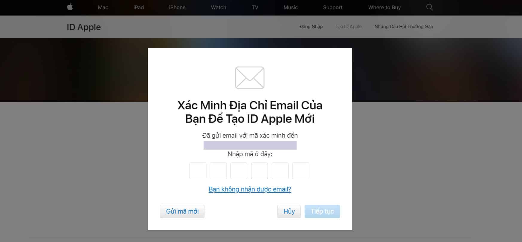 nhập mã xác minh