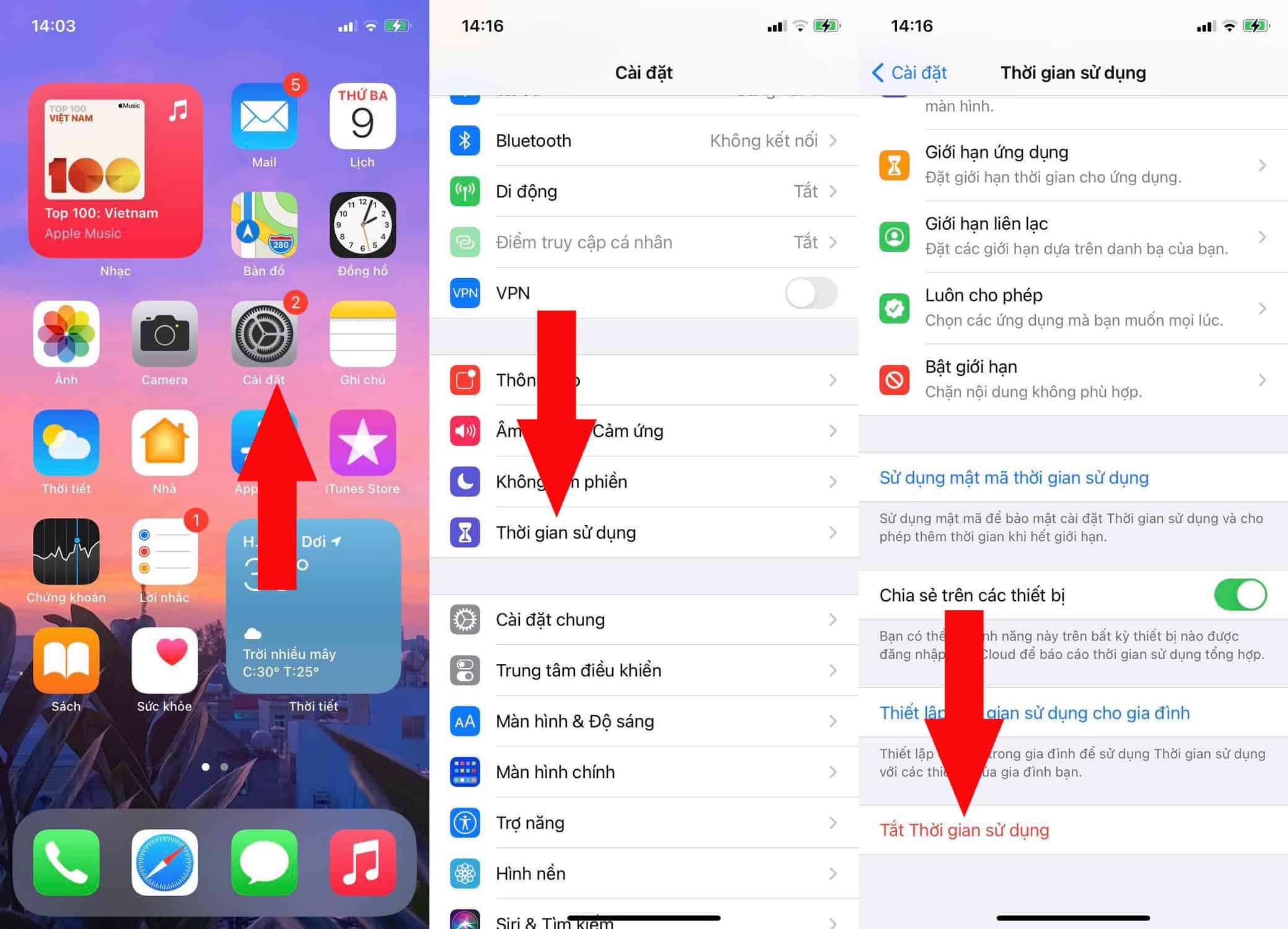 Tắt thời gian sử dụng