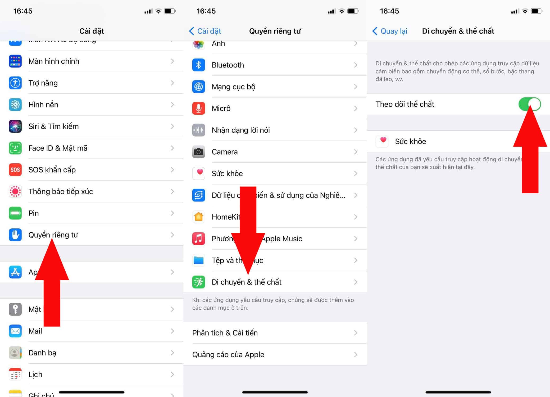Tắt theo dõi thể chất