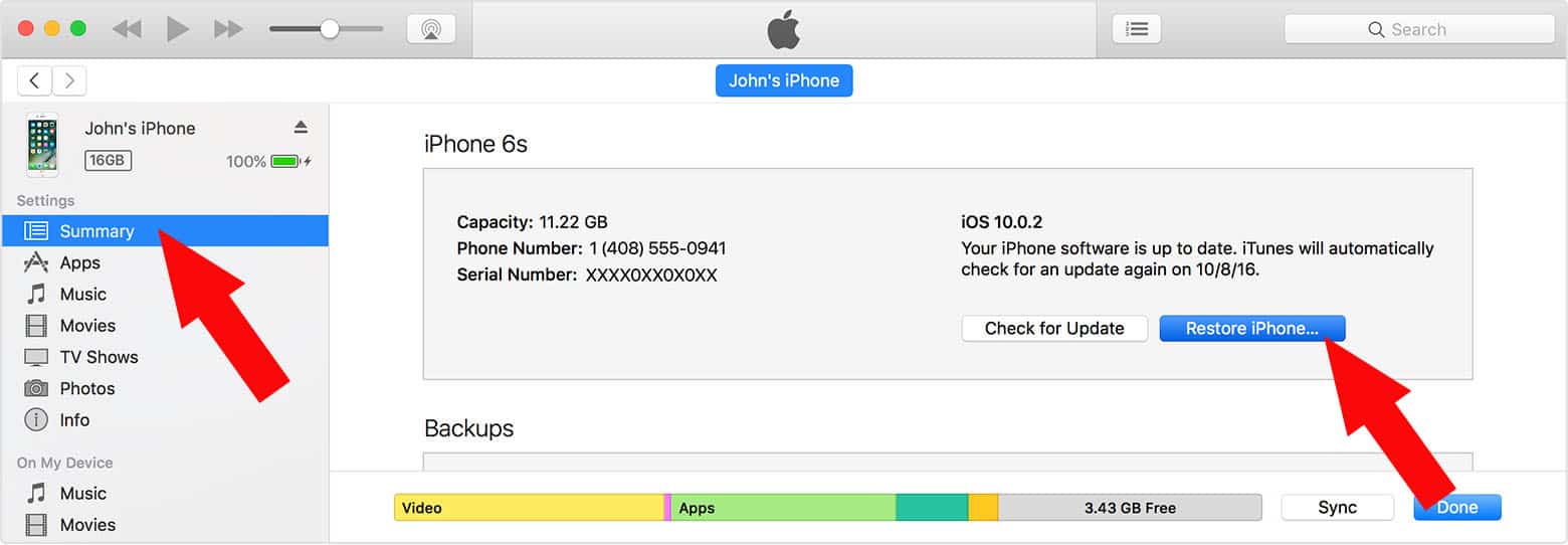 Khôi phục máy bằng iTunes